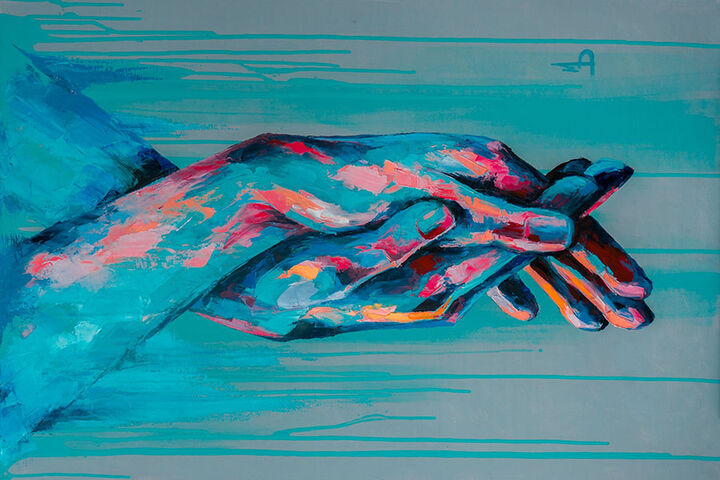 Artwork of hand in hand.